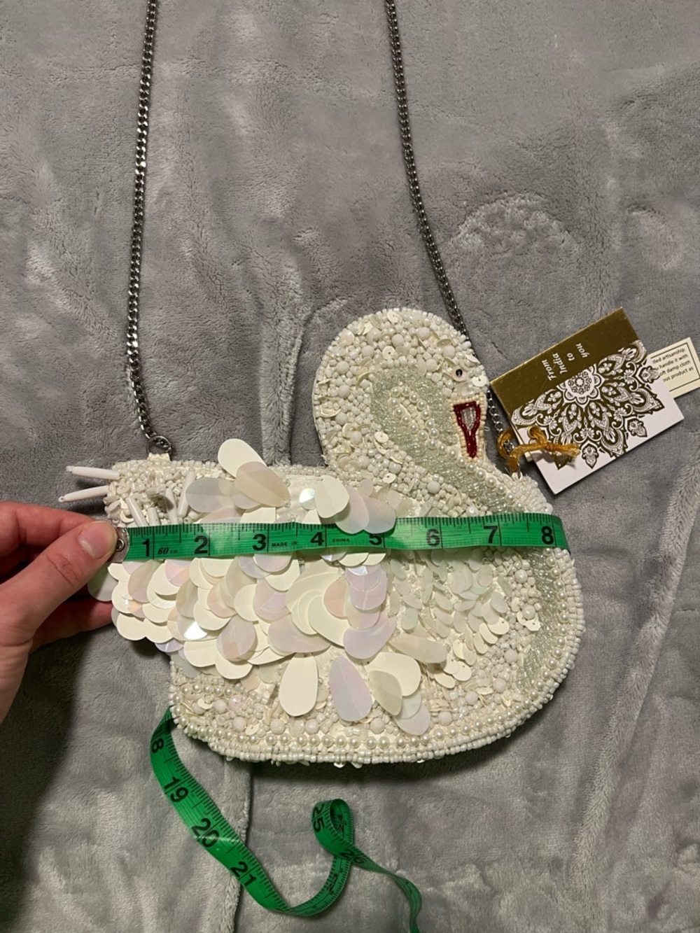 White Swan Sequin and Beaded Crossbody - Picture 3 of 6